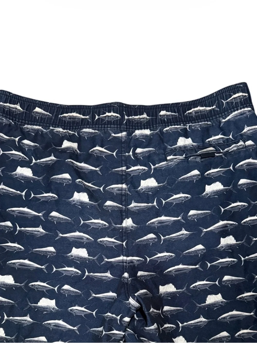 Nautica Navy Blue Fish Pattern Swim Trunks